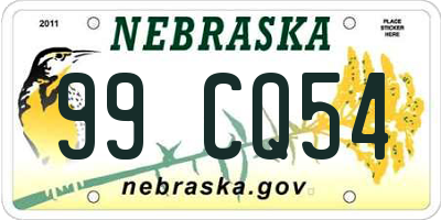 NE license plate 99CQ54