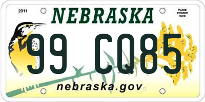 NE license plate 99CQ85
