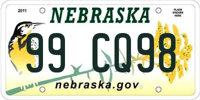 NE license plate 99CQ98