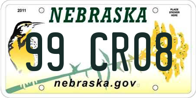 NE license plate 99CR08