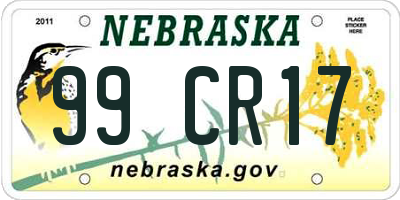 NE license plate 99CR17