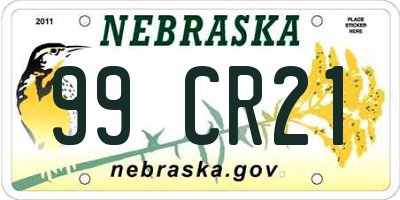 NE license plate 99CR21