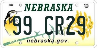 NE license plate 99CR29