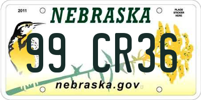 NE license plate 99CR36