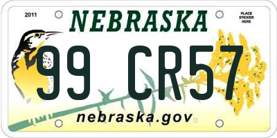 NE license plate 99CR57