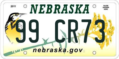 NE license plate 99CR73