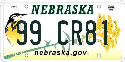 NE license plate 99CR81
