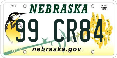 NE license plate 99CR84