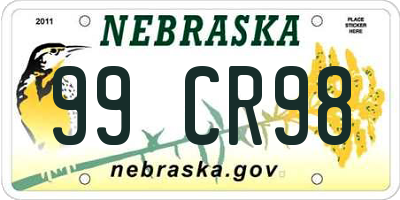 NE license plate 99CR98