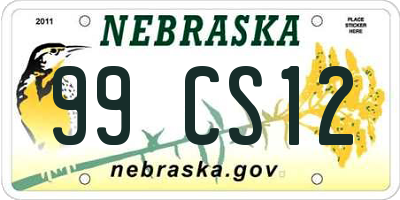 NE license plate 99CS12