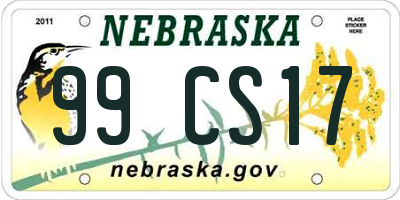 NE license plate 99CS17