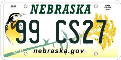 NE license plate 99CS27