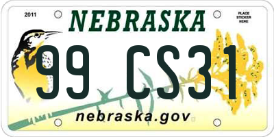NE license plate 99CS31