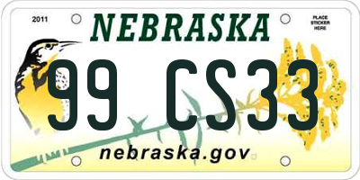 NE license plate 99CS33