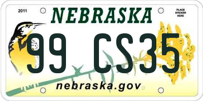 NE license plate 99CS35