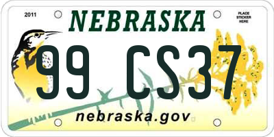 NE license plate 99CS37