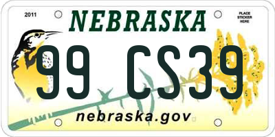 NE license plate 99CS39