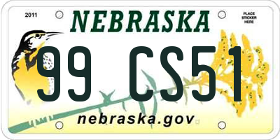 NE license plate 99CS51