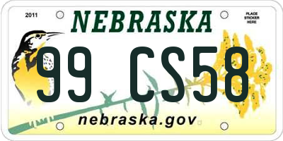 NE license plate 99CS58