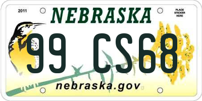NE license plate 99CS68