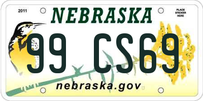 NE license plate 99CS69