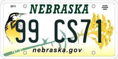 NE license plate 99CS71