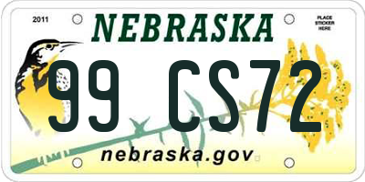NE license plate 99CS72