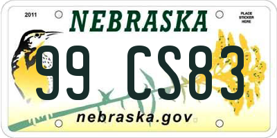 NE license plate 99CS83
