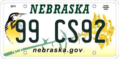 NE license plate 99CS92