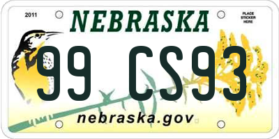 NE license plate 99CS93