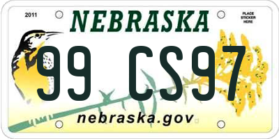 NE license plate 99CS97