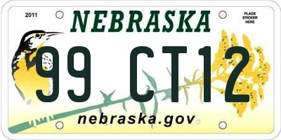 NE license plate 99CT12