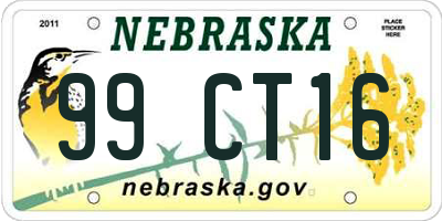 NE license plate 99CT16