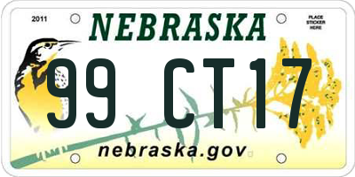 NE license plate 99CT17
