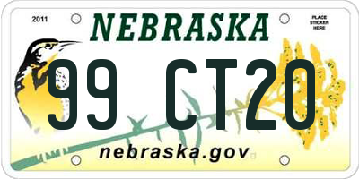 NE license plate 99CT20