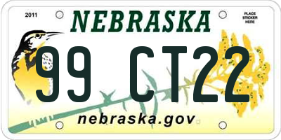 NE license plate 99CT22