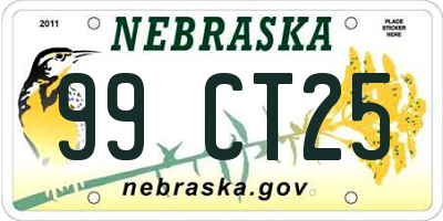 NE license plate 99CT25