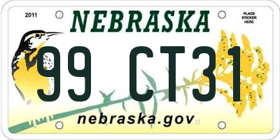 NE license plate 99CT31