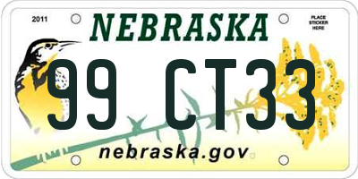 NE license plate 99CT33