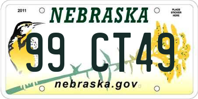 NE license plate 99CT49