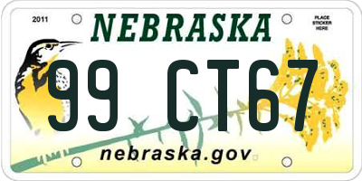 NE license plate 99CT67