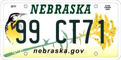 NE license plate 99CT71