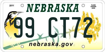 NE license plate 99CT72