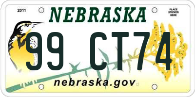 NE license plate 99CT74
