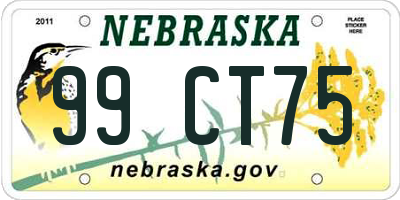 NE license plate 99CT75