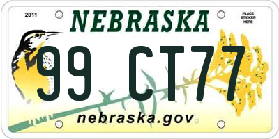 NE license plate 99CT77