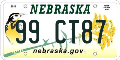 NE license plate 99CT87