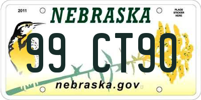 NE license plate 99CT90