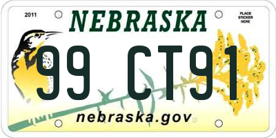 NE license plate 99CT91