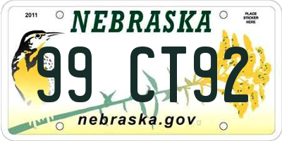 NE license plate 99CT92